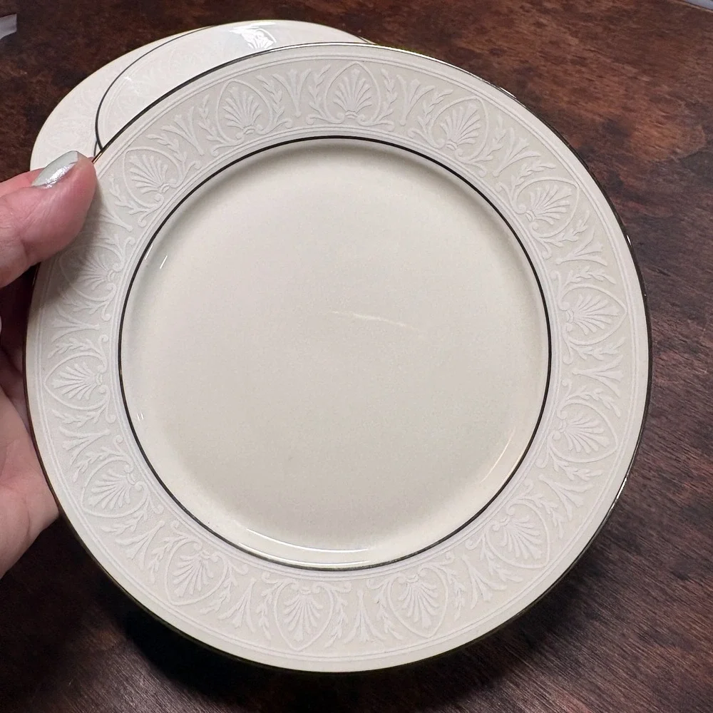 Lenox Courtyard Platinum 5 Piece Place Setting Ivory Fine Bone China Vintage